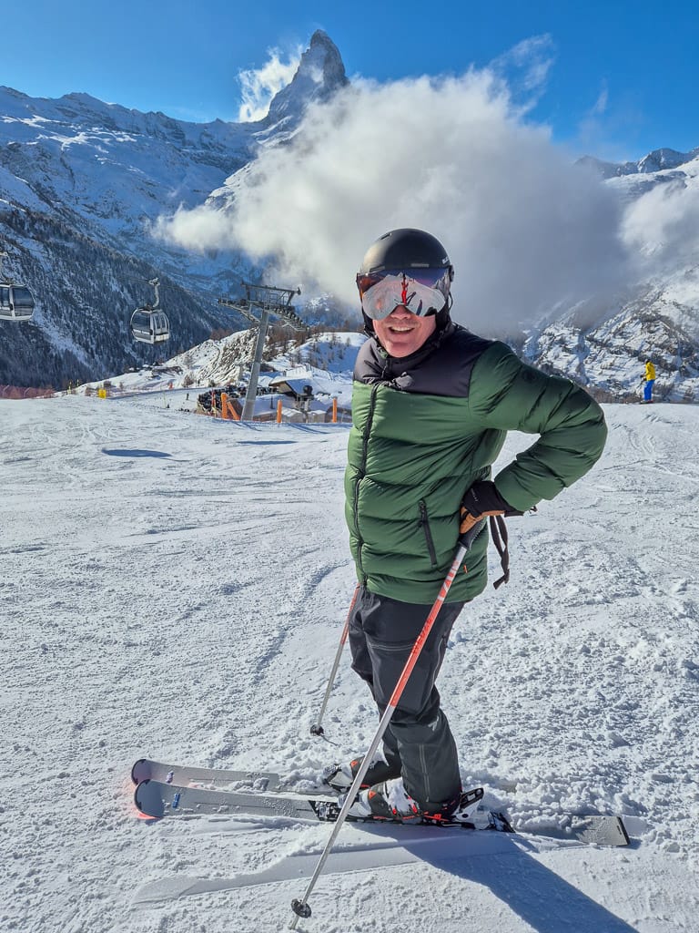 Michaël op de ski's